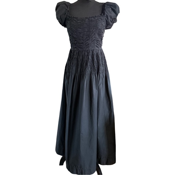 DÔEN Katherina Black Cotton Maxi Dress – Size Medium – Square Neck Puff Sleeve - Picture 4 of 9